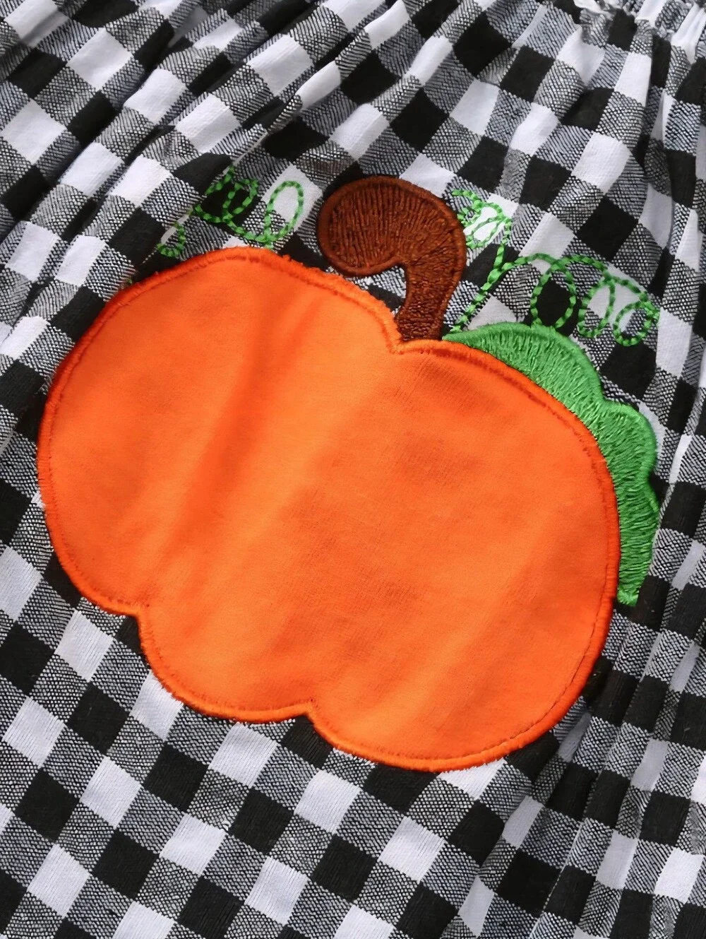 New Toddler Girls 3-Piece Pumpkin Gingham Overall Skirt Outfit Set 4/5